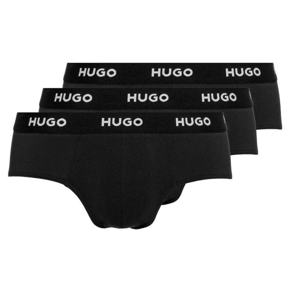 Hugo Mens Logo Stretch Briefs (Pack of 3) / Black